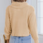 Solid Waffle Knit Turtleneck Long Sleeve Top