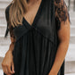 Eyelash Lace Sleeve V Neck Ruffle Babydoll Top
