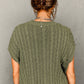 Crew Neck Cable Knit Short Sleeve Sweater