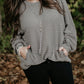 Ribbed Side Pockets Long Sleeve Plus Size Top
