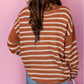 Stripe Drop Shoulder Casual Sweater