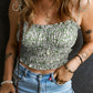 Floral Print Tie Spaghetti Straps Cropped Tank Top