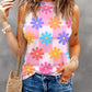 Floral Print Round Neck Sleeveless Top
