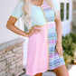 Color Block Stripe Knit Patchwork A-line Dress