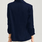 Solid Lapel Collar Satin Blazer