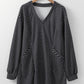 Striped V Neck Long Puff Sleeve Shift Dress