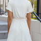 Flutter Sleeve Wrapped Pleated Sashed Short Dress