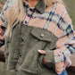 Plaid Corduroy Flap Pockets Boxy Chunky Jacket