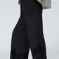 Lace Crochet Patched Lace-up High Waist Wide Leg Pants