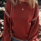 Color Contrast Trim Drop Shoulder Crew Neck Sweater