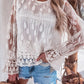 Embroidered Mesh Flounce Sleeve Blouse