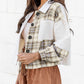 Corduroy Plaid Colorblock Patchwork Shacket