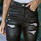 Roll-up Distressed Bermuda Denim Shorts