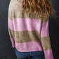 Stripe Crew Neck Wide Sleeve Colorblock Sweater