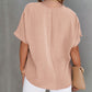 Solid V Neck Short Sleeve Blouse