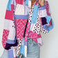 Mixed Print Button Front Cuffed Sleeve Shirt