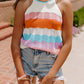 Wavy Striped Print Textured Knit Sleeveless Sweater Top