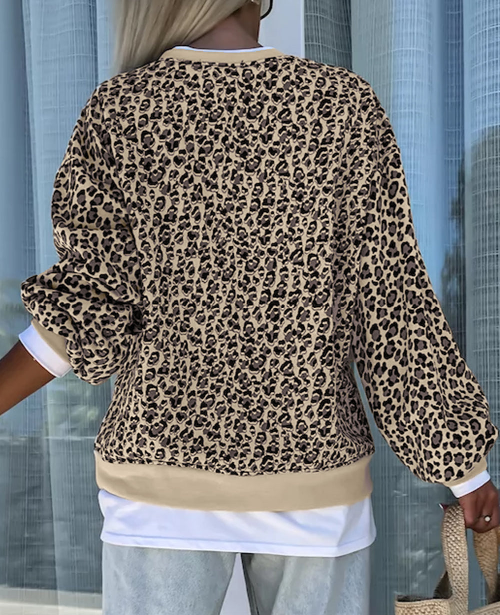 Leopard Print Crew Neck Sweatshirt