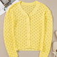 Pointelle Knit V Neck Sweater Cardigan