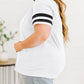 Plus Size Stripes Stitching Sleeve V Neck T-shirt