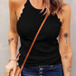 Scalloped Edge Rib Knit Sleeveless Tank Top