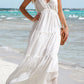 Ruffled Spaghetti Strap V Neck Maxi Dress