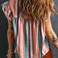 Multicolor Striped Tiered Ruffle Cap Sleeve Top