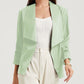 Solid Lapel Collar Satin Blazer