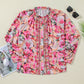 Floral Print Ruffled Stitch Buttoned Loose Fit Shirt