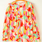Abstract Print Puff Sleeve Blouse