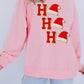 Sequin Christmas Hat HO HO HO Graphic Pullover Sweatshirt