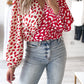 Petal Printed Long Sleeve Wrap V-Neck Bodysuit