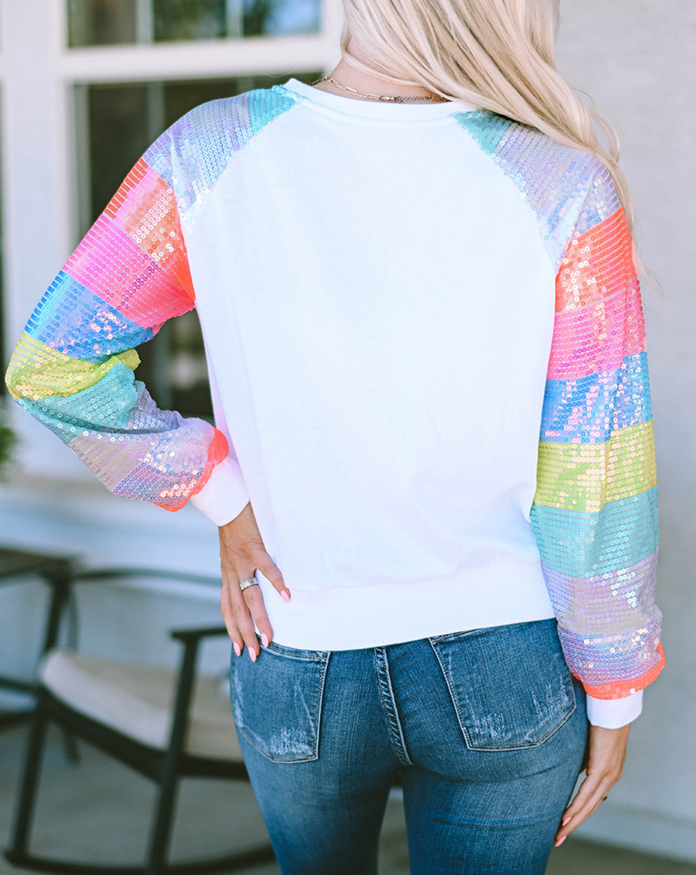 Sequin Colorblock Sleeve Nutcracker Graphic Sweatshirt