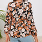 Floral Print 3/4 Sleeve Babydoll Blouse