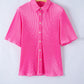 Satin Pleated Short Sleeve Shirt