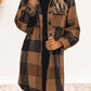 Tan Plaid Button-Down Flap Pocket Long Shacket