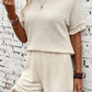 Fringe Trim Textured Short Two Piece Set