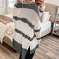 Tie Dye Striped Loose Knitted Long Sleeve Top with Slits