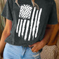 Vintage American Flag Graphic Print Crew Neck Top
