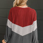 Color Block Corded Texture Long Sleeve Top