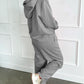 Solid Color Drawstring Hoodie and Wide Leg Pants Set