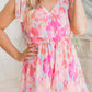 Wrap V Neck Tie Shoulder Abstract Print Sleeveless Romper