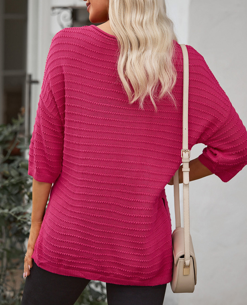 Textured Knit Drop Shoulder Tee