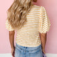 Stripe Square Neck Bubble Sleeve Top