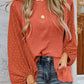 Orange Swiss Dot Balloon Sleeve Loose Blouse