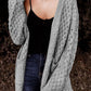 Open Front Woven Texture Knitted Cardigan with Pockets