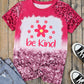 Pink Bleached be kind Flower Print Leopard Short Sleeve T-Shirt