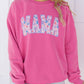 Floral MAMA Embroidered Graphic Pullover Sweatshirt