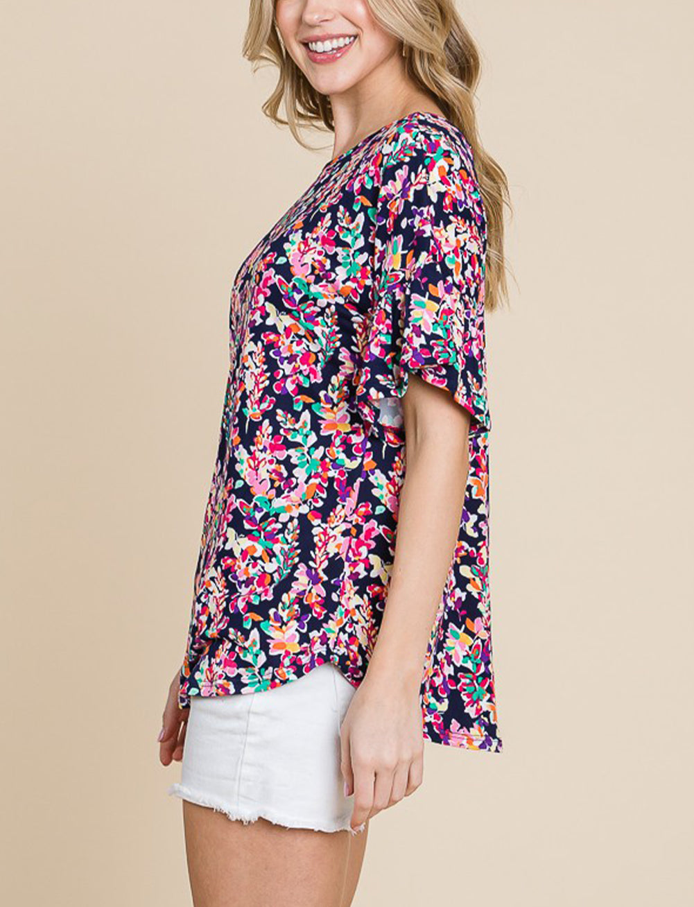Crisscross Back Floral Blouse