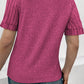 Ribbed Splicing Sleeve Round Neck T-shirt